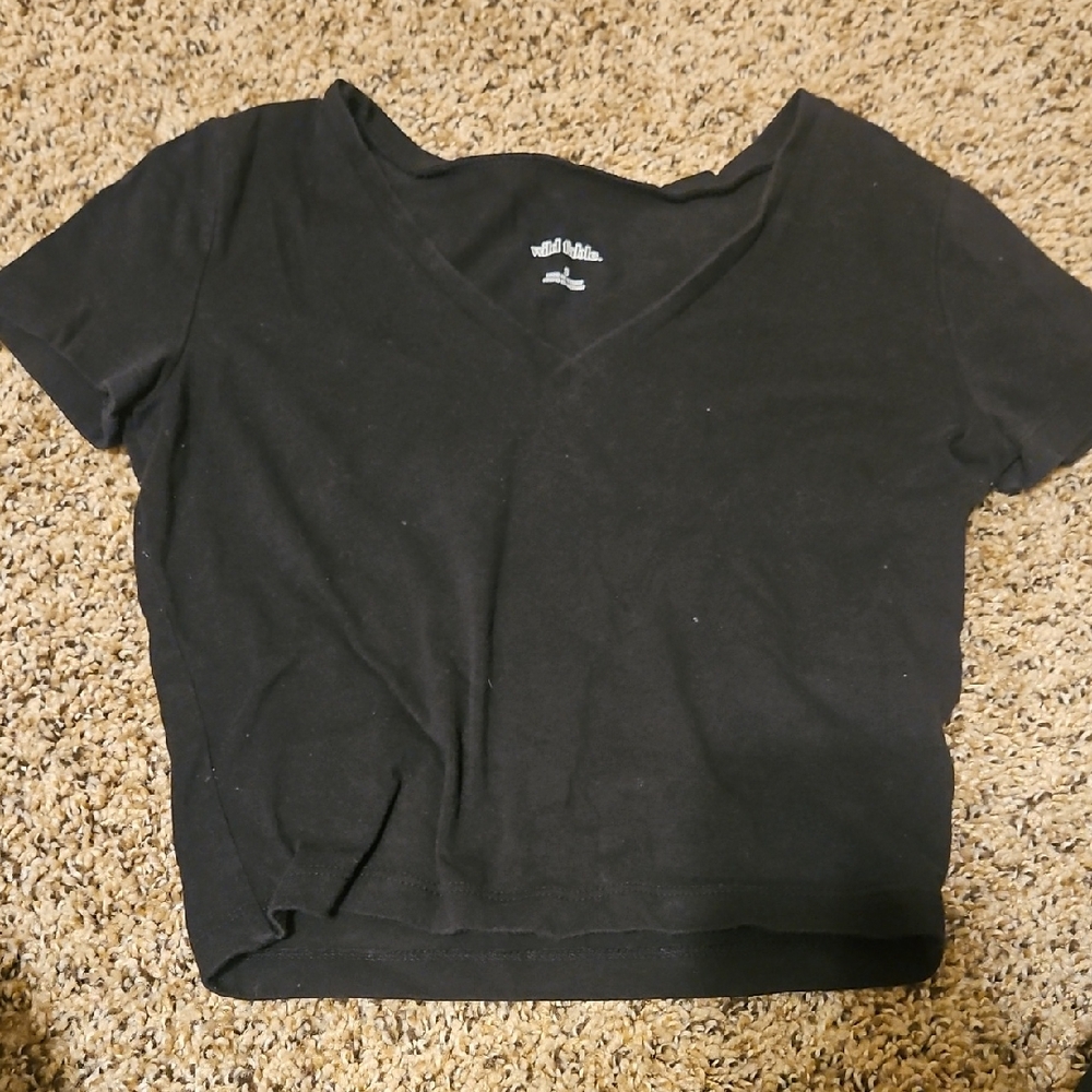Wild Fable Black V-Neck Crop Top